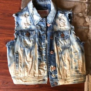 Self made bleached jean vest